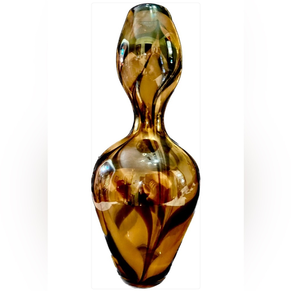 murano style art glass Hourglass vase 8.5”